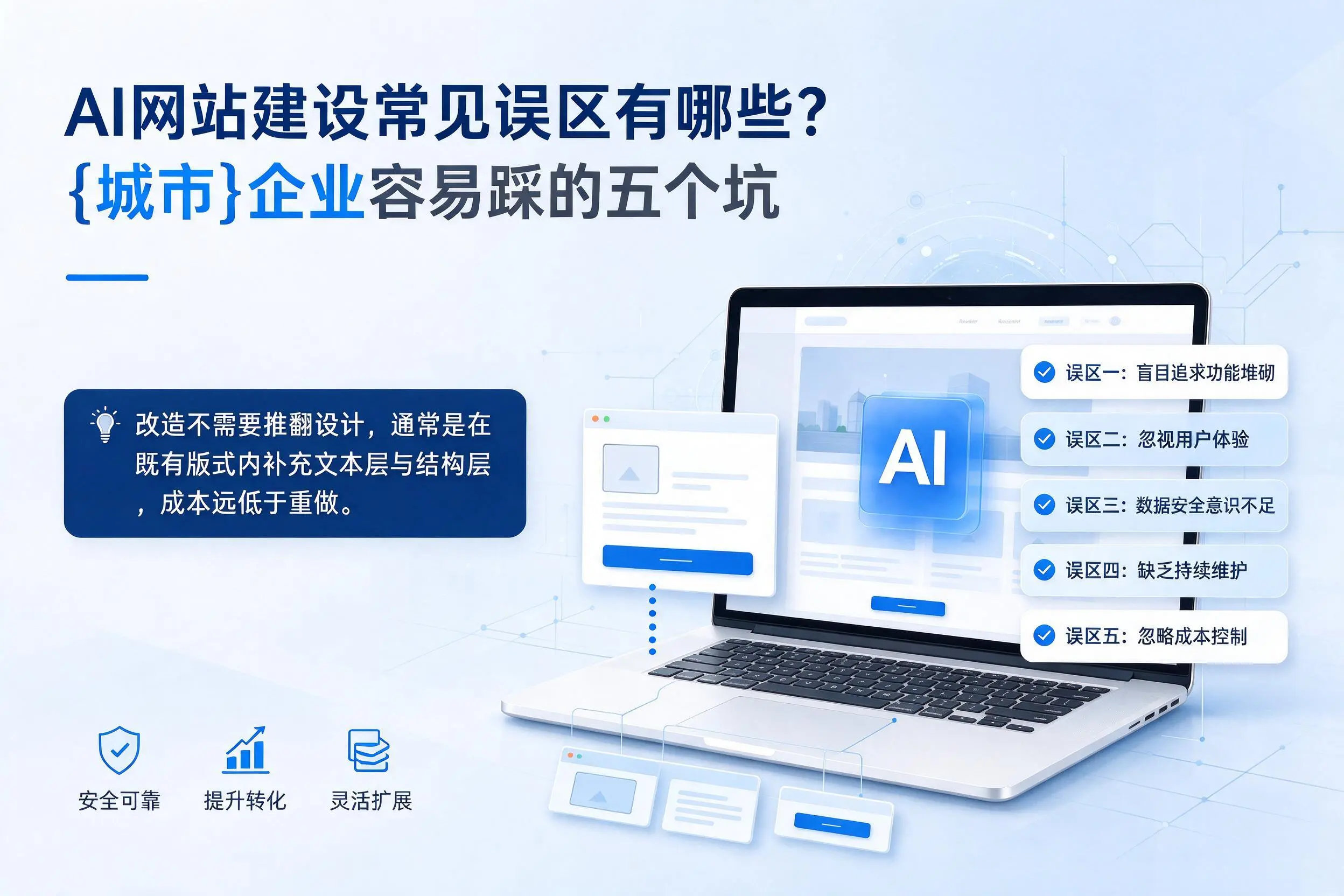 AI网站建设常见误区有哪些？景德镇企业容易踩的五个坑