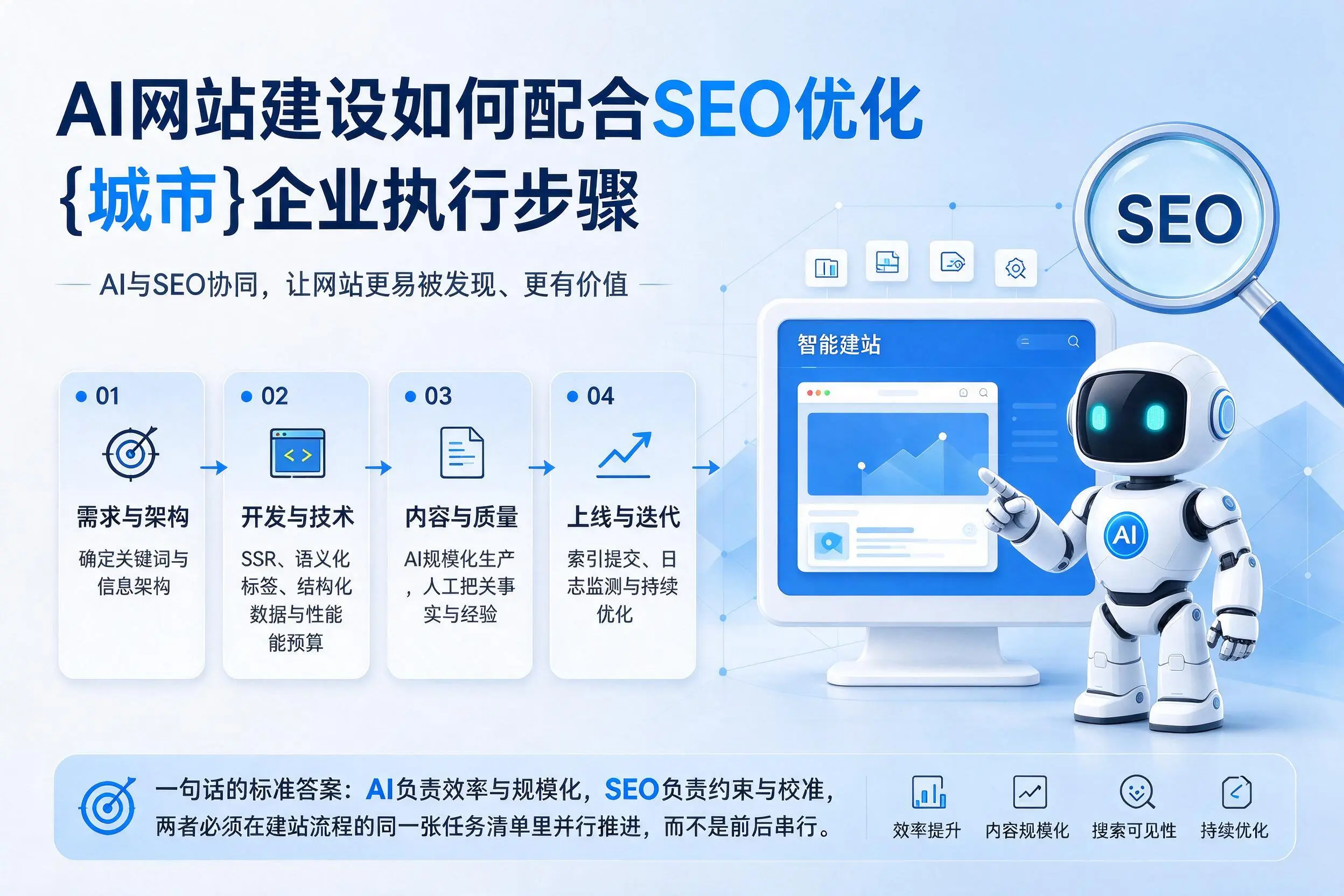 AI网站建设如何配合SEO优化，景德镇企业执行步骤