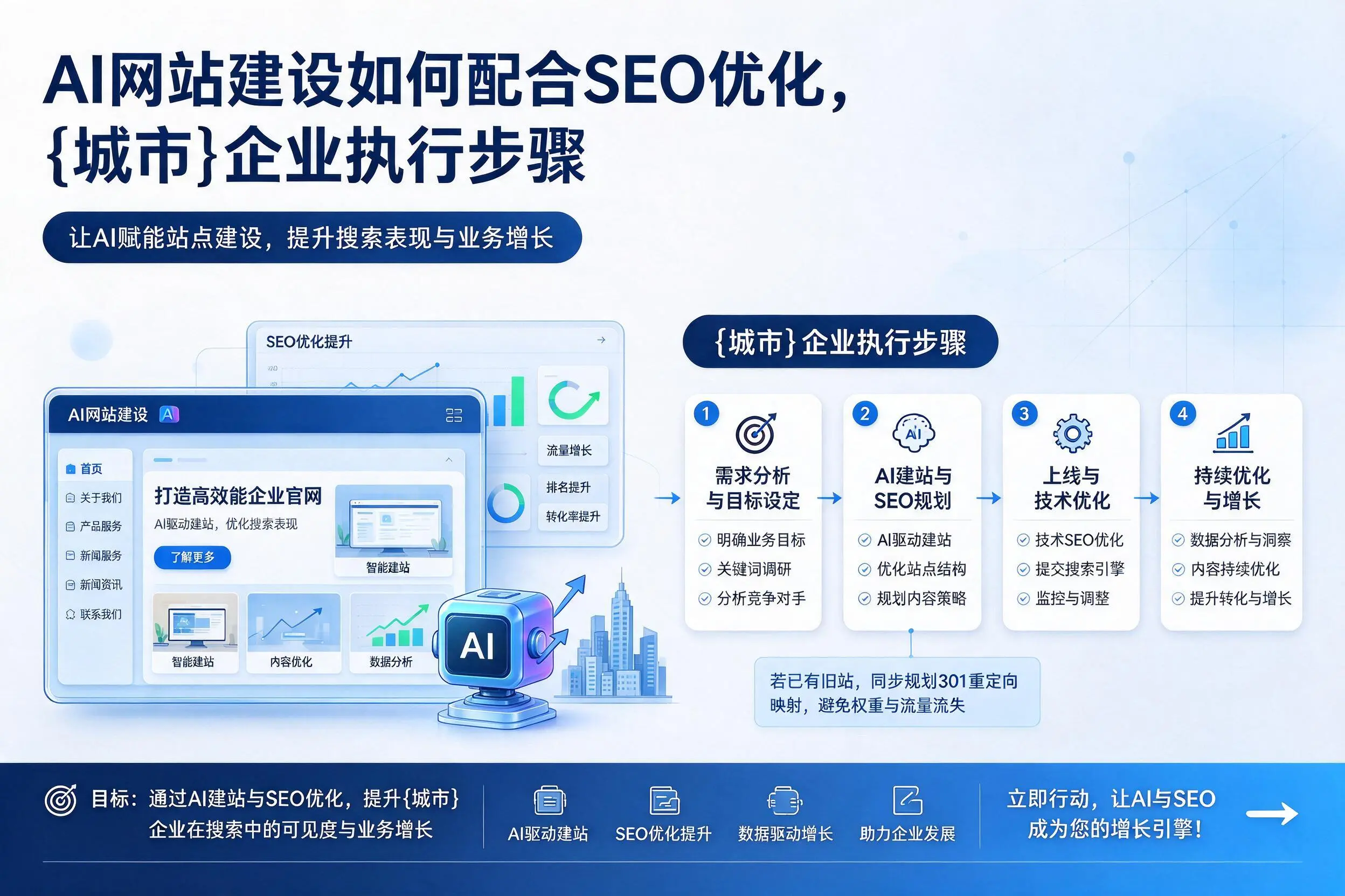 AI网站建设如何配合SEO优化，景德镇企业执行步骤
