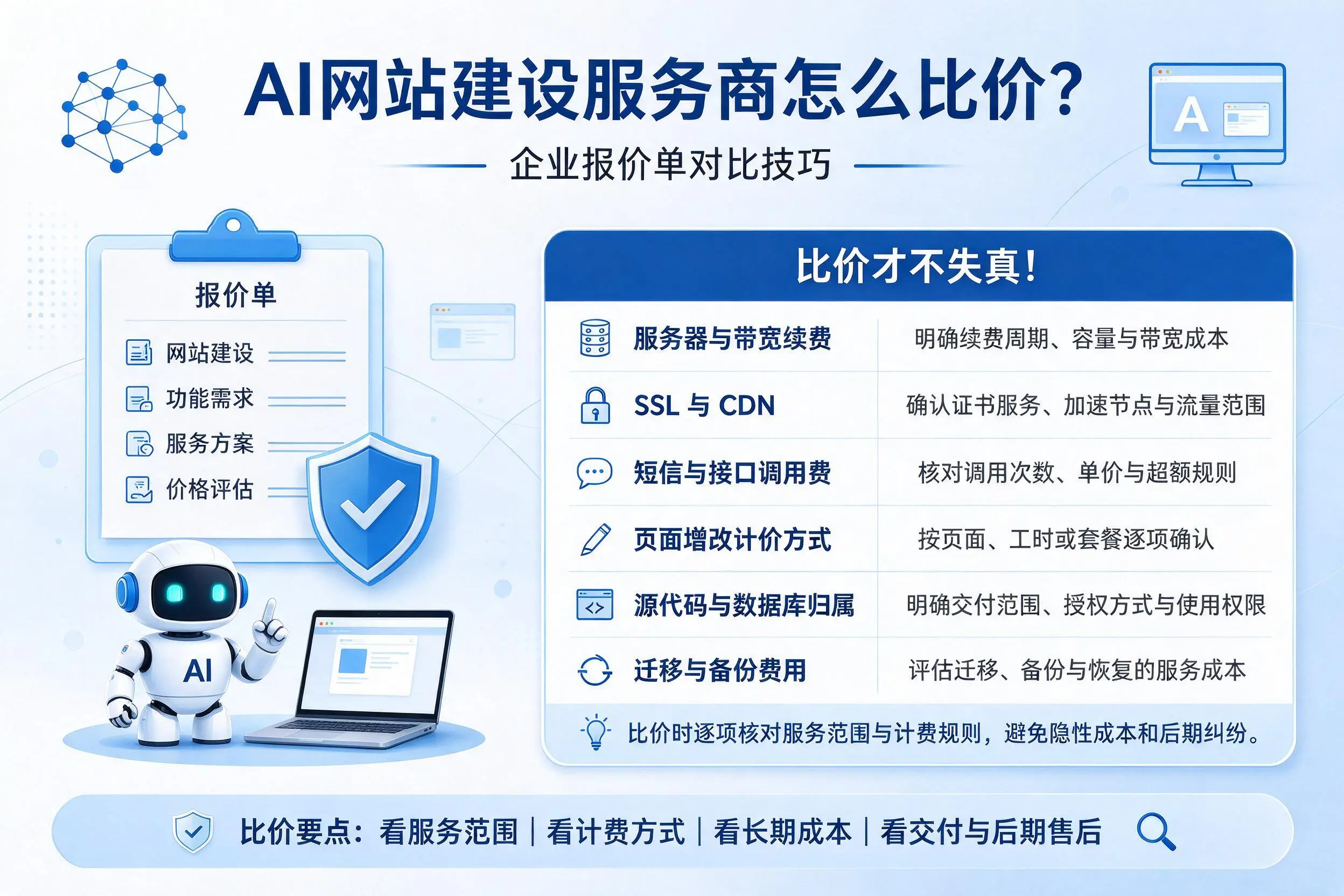 AI网站建设服务商怎么比价？景德镇企业报价单对比技巧