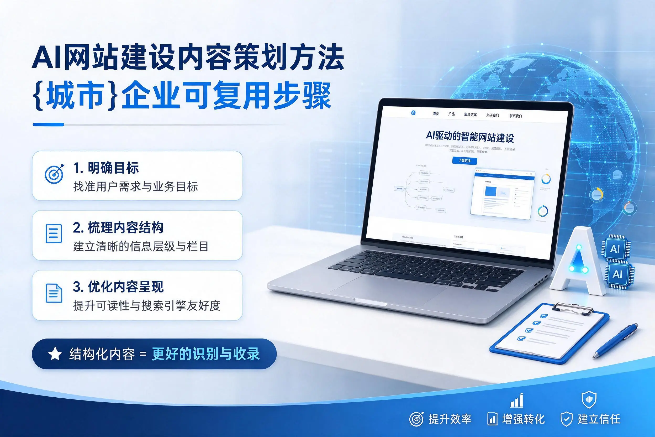 AI网站建设内容策划方法,景德镇企业可复用步骤