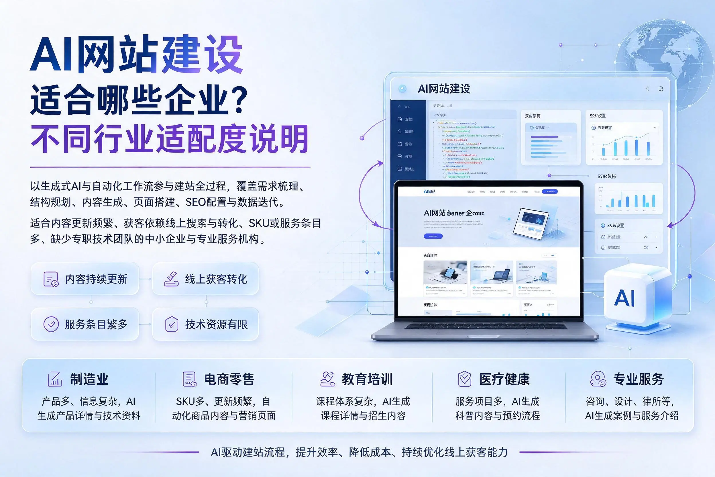AI网站建设适合哪些企业？景德镇不同行业适配度说明